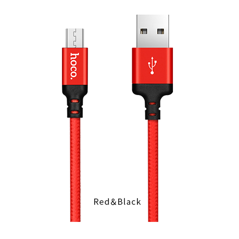 

Кабель USB-Micro USB, 2A, 2м, черный/красный HOCO (6957531062912)
