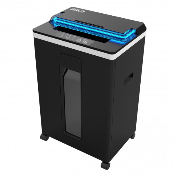 

Шредер Office Kit S165UVCD , секретность 4/P-5, 21 см/мин., Перекрестный - 1.9мм x 1см, 22л, 7 листов, карты, CD, черный (OK1910S165UVCD), S165UVCD