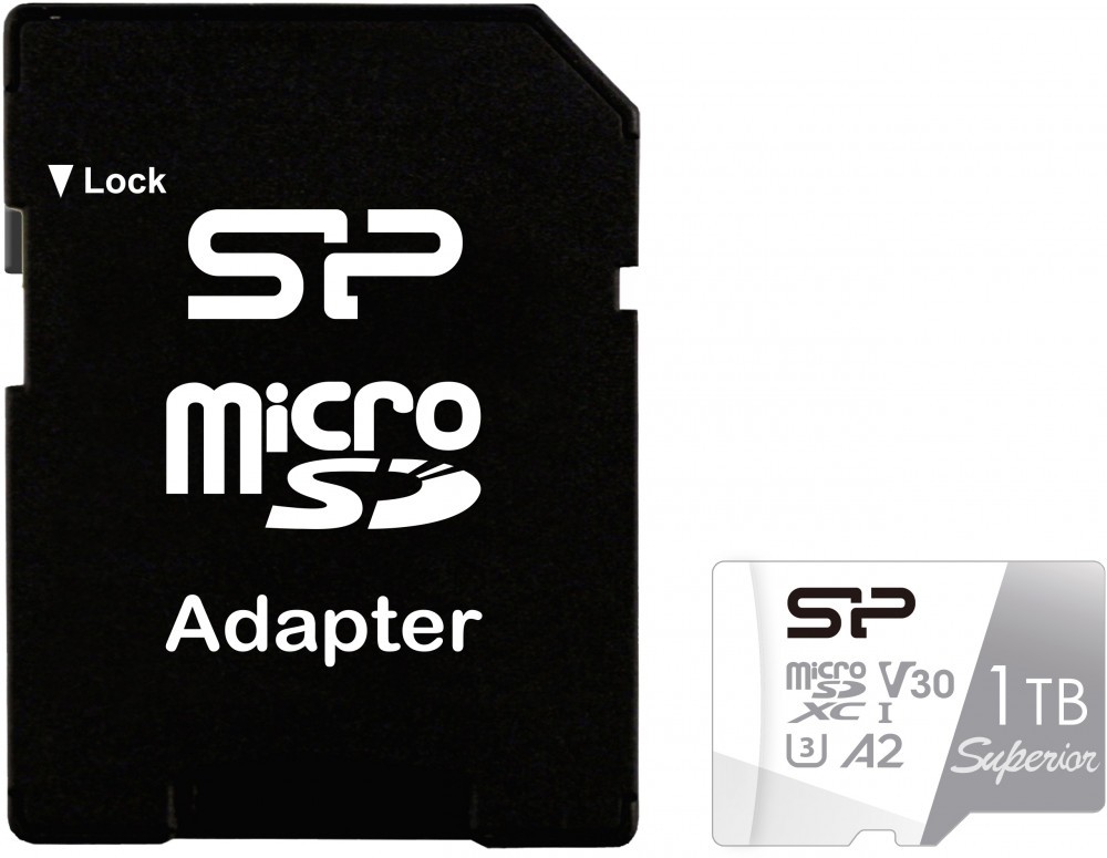 

Карта памяти 1Tb microSDXC Silicon Power Superior Class 10 UHS-I U3 V30 A2 + адаптер, SP001TBSTXDA2V20SP