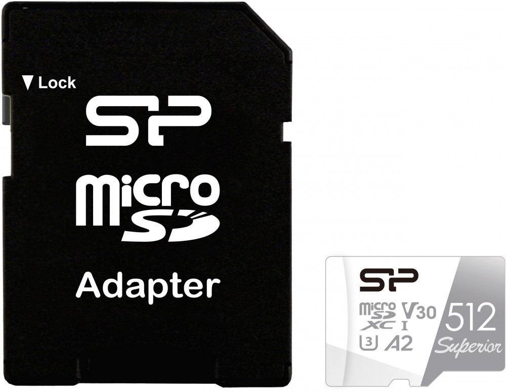 Карта памяти 512Gb microSDXC Silicon Power Superior Class 10 UHS-I U3 V30 A2 + адаптер