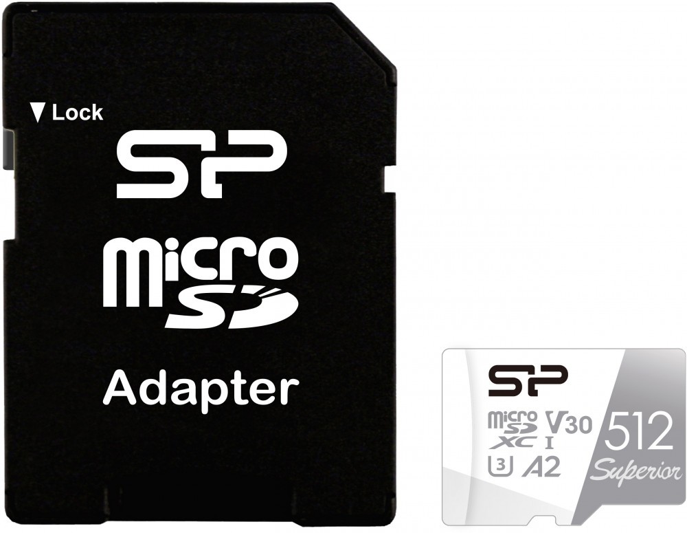 

Карта памяти 512Gb microSDXC Silicon Power Superior Class 10 UHS-I U3 V30 A2 + адаптер, SP512GBSTXDA2V20SP