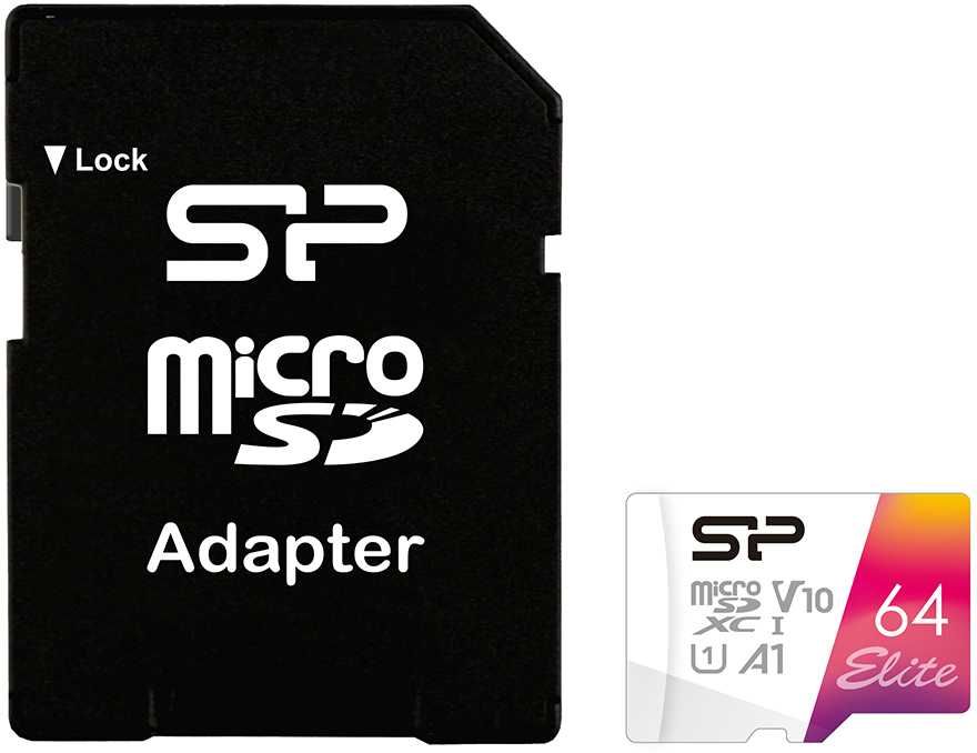 

Карта памяти 64Gb microSDXC Silicon Power Elite Class 10 UHS-I U1 V10 A1 + адаптер (SP064GBSTXBV1V20SP), SP064GBSTXBV1V20SP