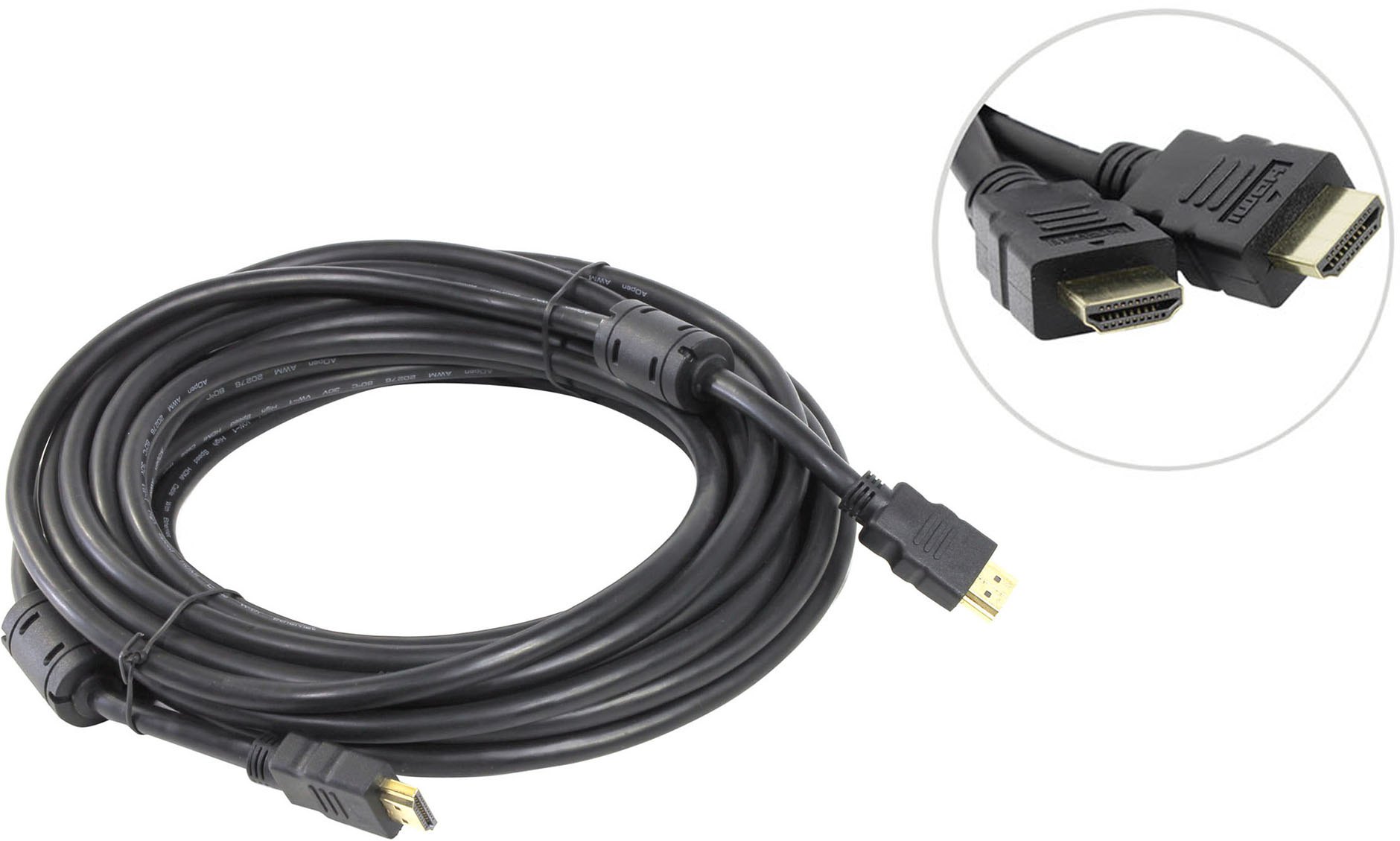 Кабель HDMI19M-HDMI19M v14 4K ферритовый фильтр 10м черный AopenQust ACG511D ACG511D-10M 900₽