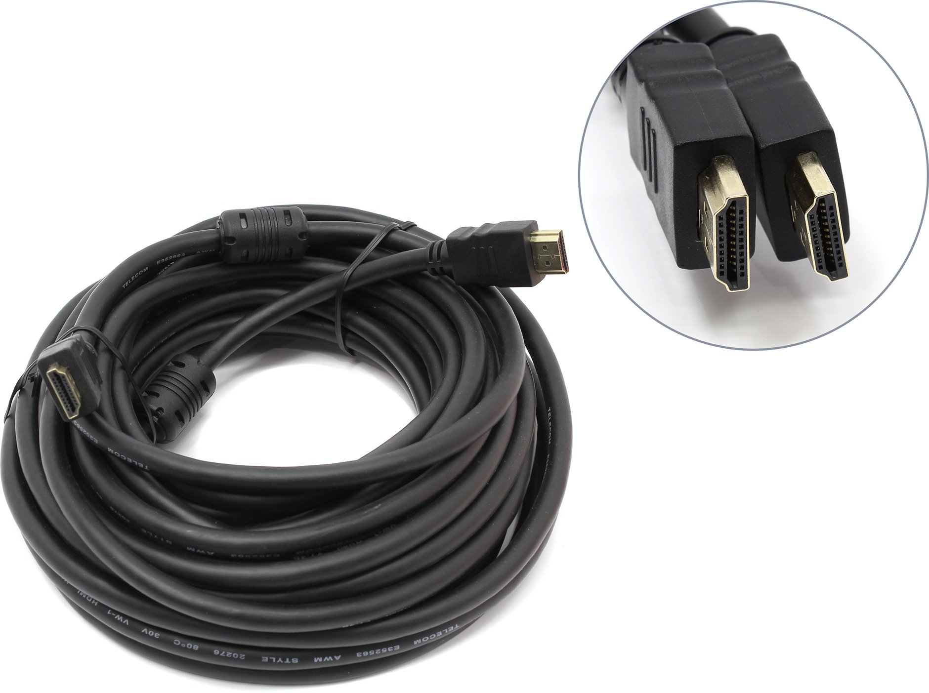 

Кабель HDMI(19M)-HDMI(19M) v1.4 4K, ферритовый фильтр, 10 м, черный Telecom CG511D (CG511D-10M), CG511D