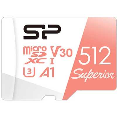 Карта памяти 512Gb microSDXC Silicon Power Superior A1 Class 10 UHS-I U3 V30 A1 + адаптер (SP512GBSTXDV3V20SP)