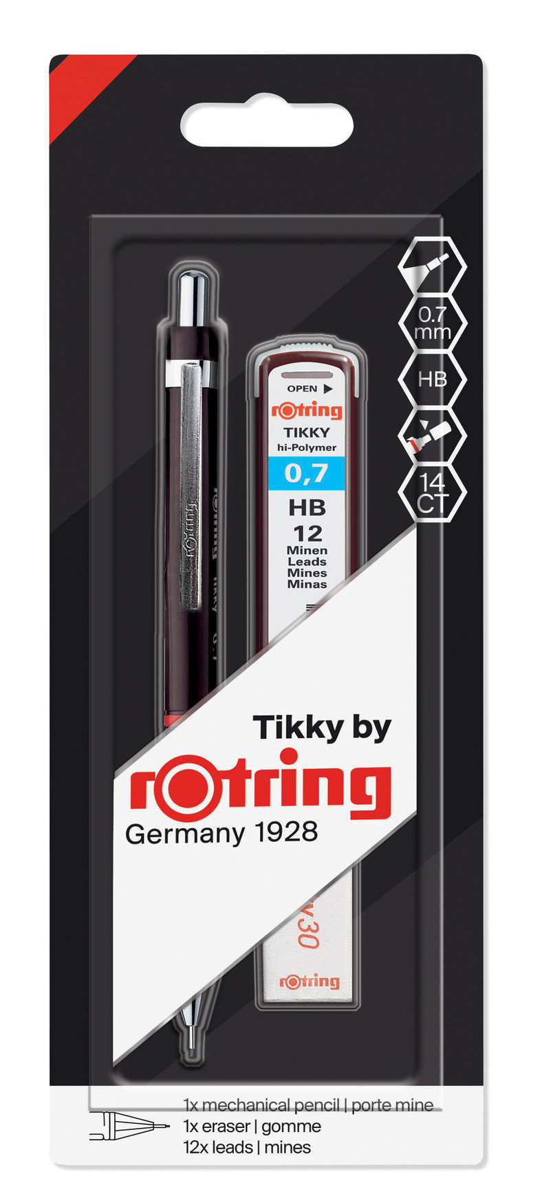 

Карандаш механический 0.7мм HB, с ластиком, блистер, черный, Rotring TIKKY 1904816 (1904816), 1904816