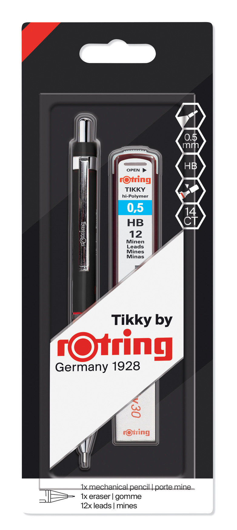 

Карандаш механический 0.5мм HB, с ластиком, блистер, черный, Rotring TIKKY 1904817 (1904817), 1904817