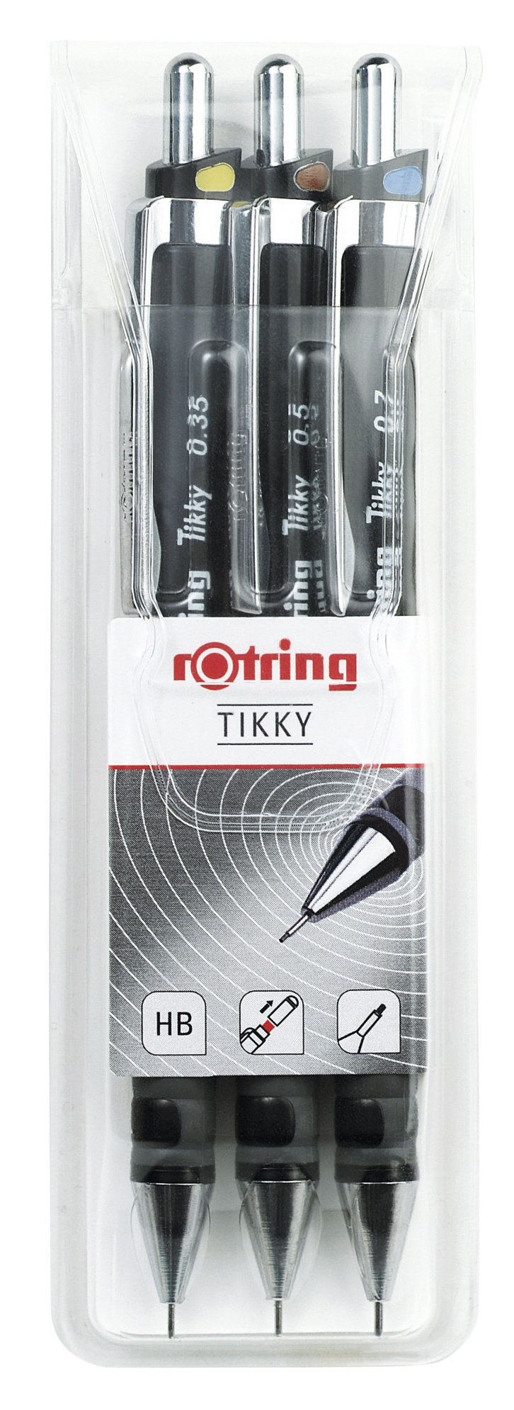 

Набор механических карандашей HB, 3шт., блистер, черный, Rotring TIKKY S0801310 (S0801310), S0801310
