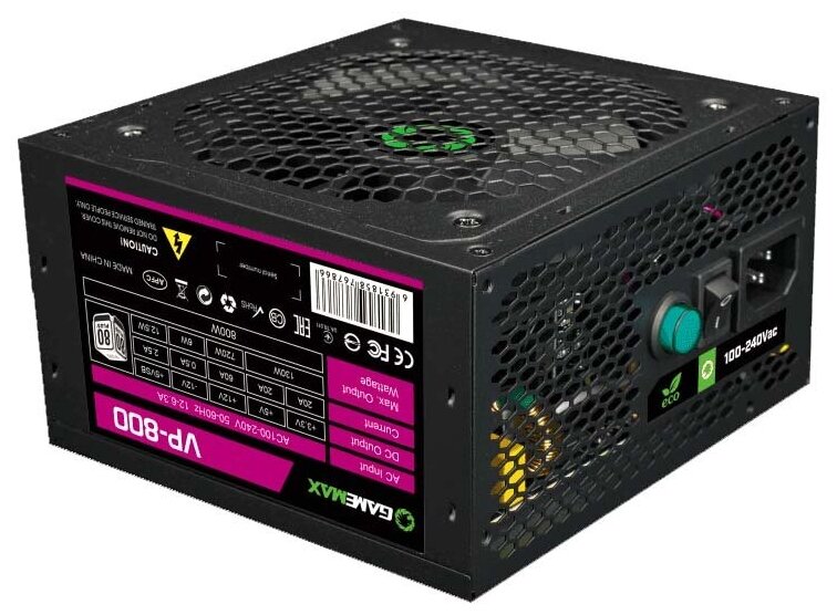 

Блок питания 800Вт ATX GameMax VP-800, 120 мм, 80 Plus (VP-800 ), VP-800