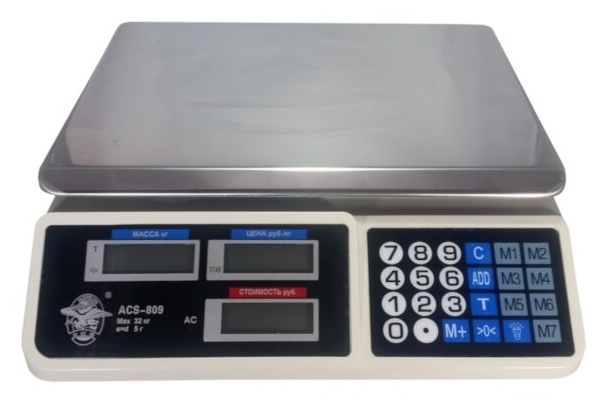 Весы торговые настольные, до 32 кг, Профит ACS 809