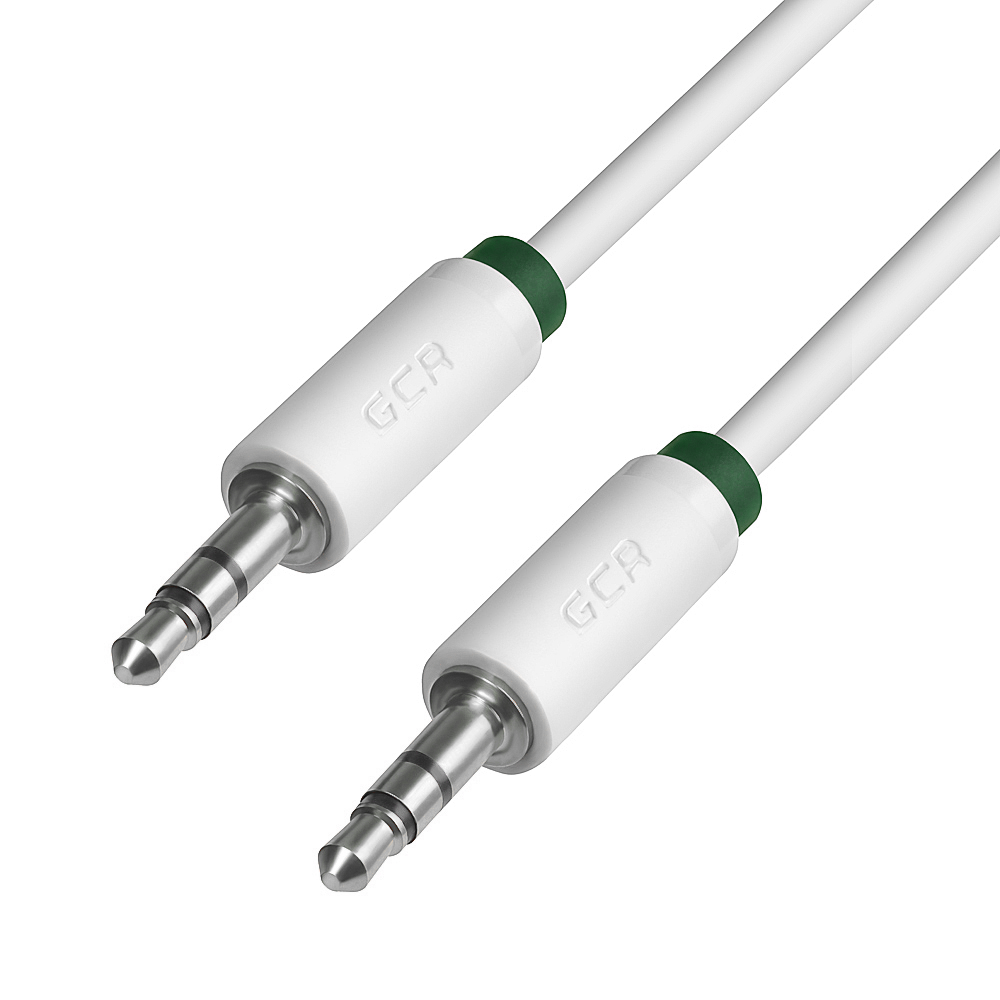 Кабель Jack 3.5mm(F)-Jack 3.5mm(F), экранированный, 25см, белый/зеленый Greenconnect (GCR-AVC1662-0.25m)