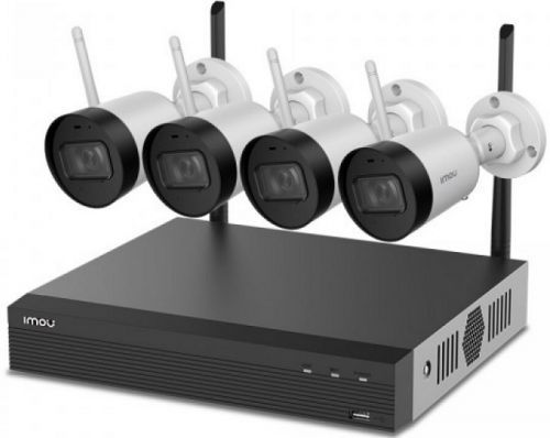 Комплект видеонаблюдения IMOU KIT/NVR1104HS-W-S2/4-G26E, кол-во каналов 4, камер в комплекте: 4 (уличные), 2 Мп, 2.8мм, ИК подсветка, HDD в комплекте: 1Tb, (KIT/NVR1104HS-W-S2/4-G26E)