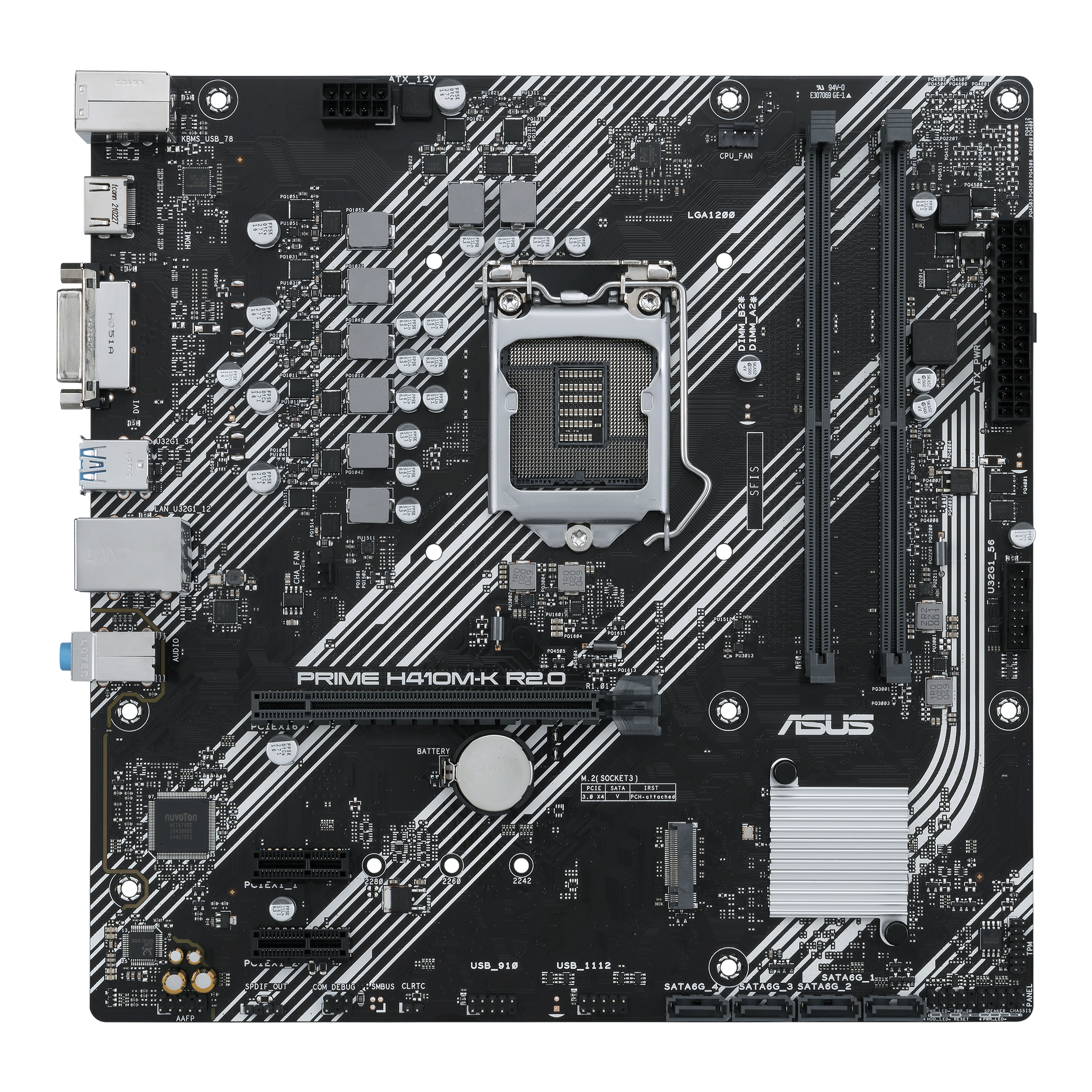 

Материнская плата ASUS PRIME H410M-K R2.0, Socket1200, Intel H410, 2xDDR4, PCI-Ex16, 4SATA3, 7.1-ch, GLAN, 6 USB 3.2, DVI, HDMI, mATX, Retail, PRIME H410M-K R2.0