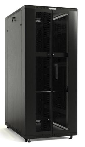 Шкаф телекоммуникационный напольный 32U 600x600 мм, перфорация/металл, черный, разборный, Hyperline TTB (TTB-3266-AS-RAL9004)