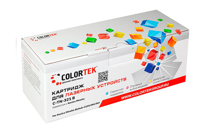 

Картридж лазерный Colortek CT-TN321K (TN-321Bk/A33K150), черный, 27000 страниц, совместимый для Konica Minolta bizhub C224/C284/C364