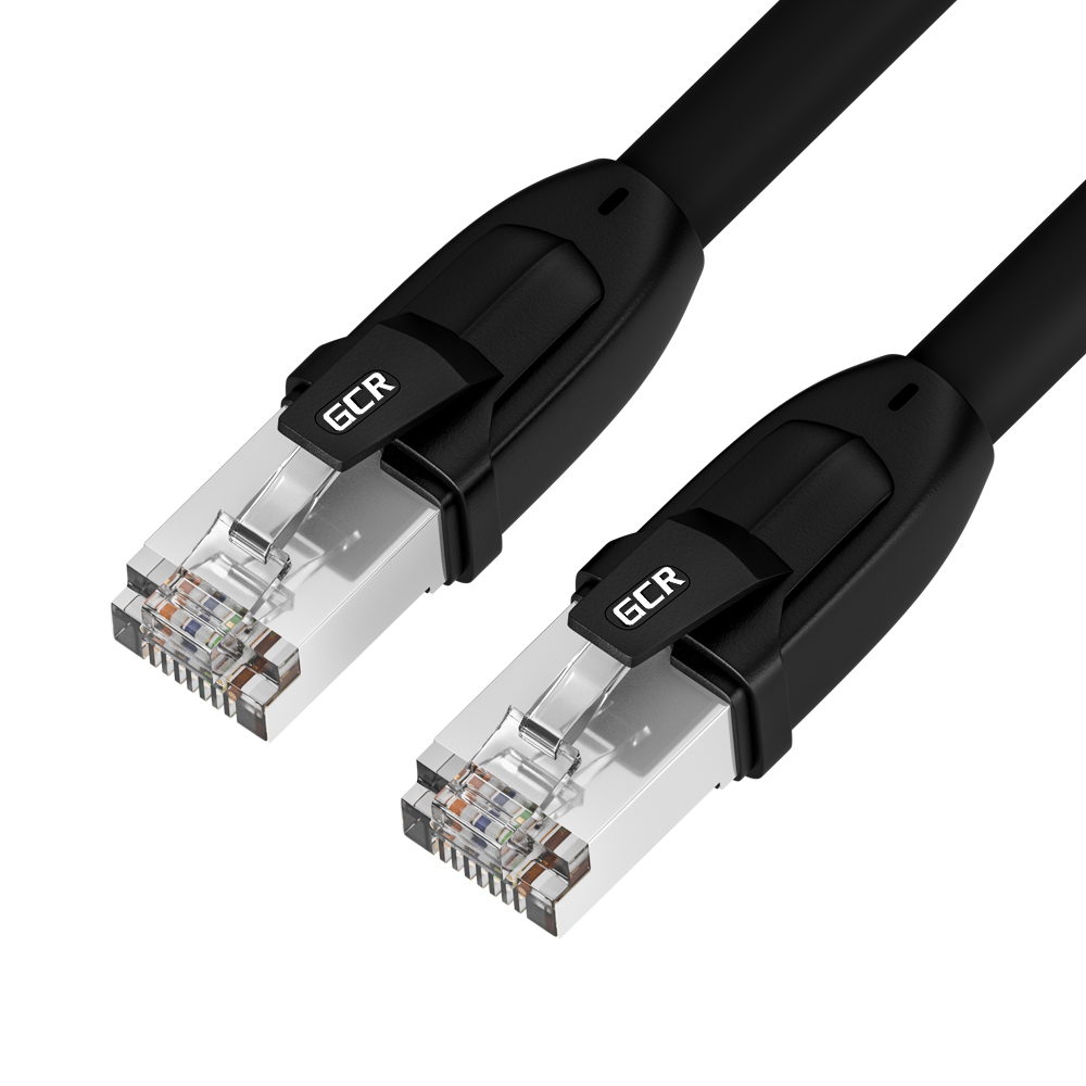 Патч-корд F/FTP кат.8, 1.5м, RJ45-RJ45, черный, LSZH, экранированный, Greenconnect PROF (GCR-52347)