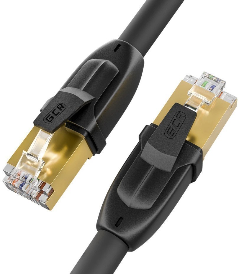 Патч-корд F/FTP кат.7, 0.15м, RJ45-RJ45, черный, экранированный, Greenconnect PROF (GCR-52979)