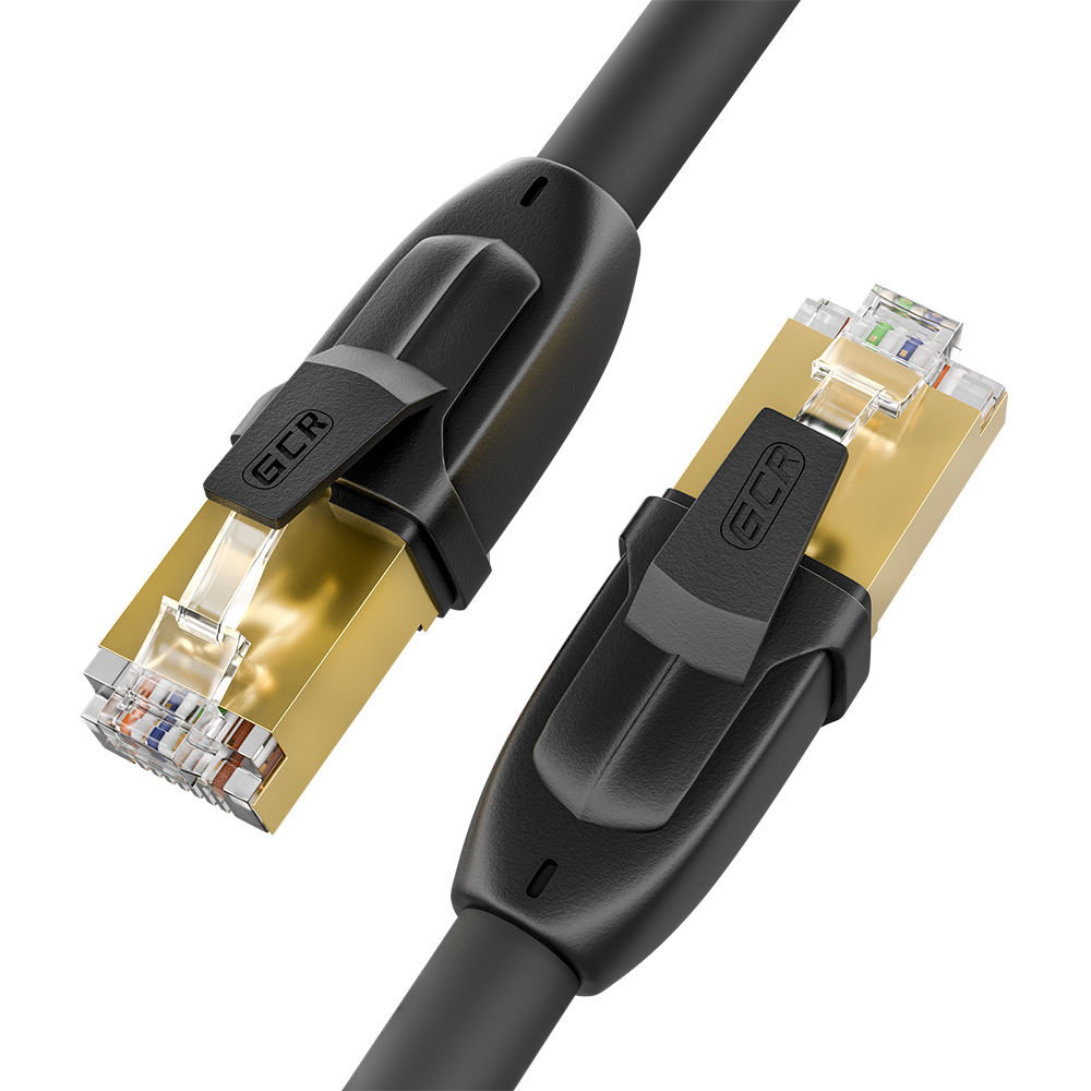 Патч-корд F/FTP кат.7, 0.75м, RJ45-RJ45, черный, LSZH, экранированный, Greenconnect PROF (GCR-52558)