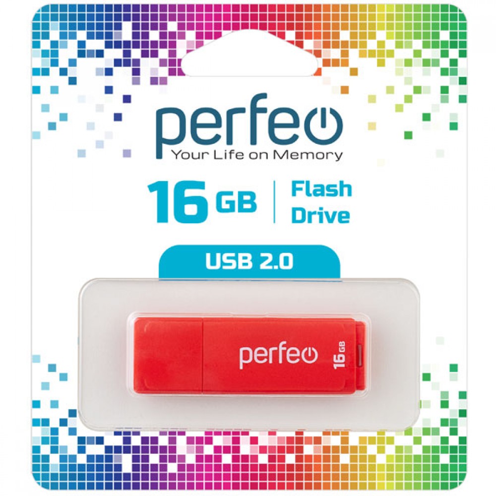 

Флешка 16Gb USB 2.0 Perfeo C04, красный (PF-C04R016), C04