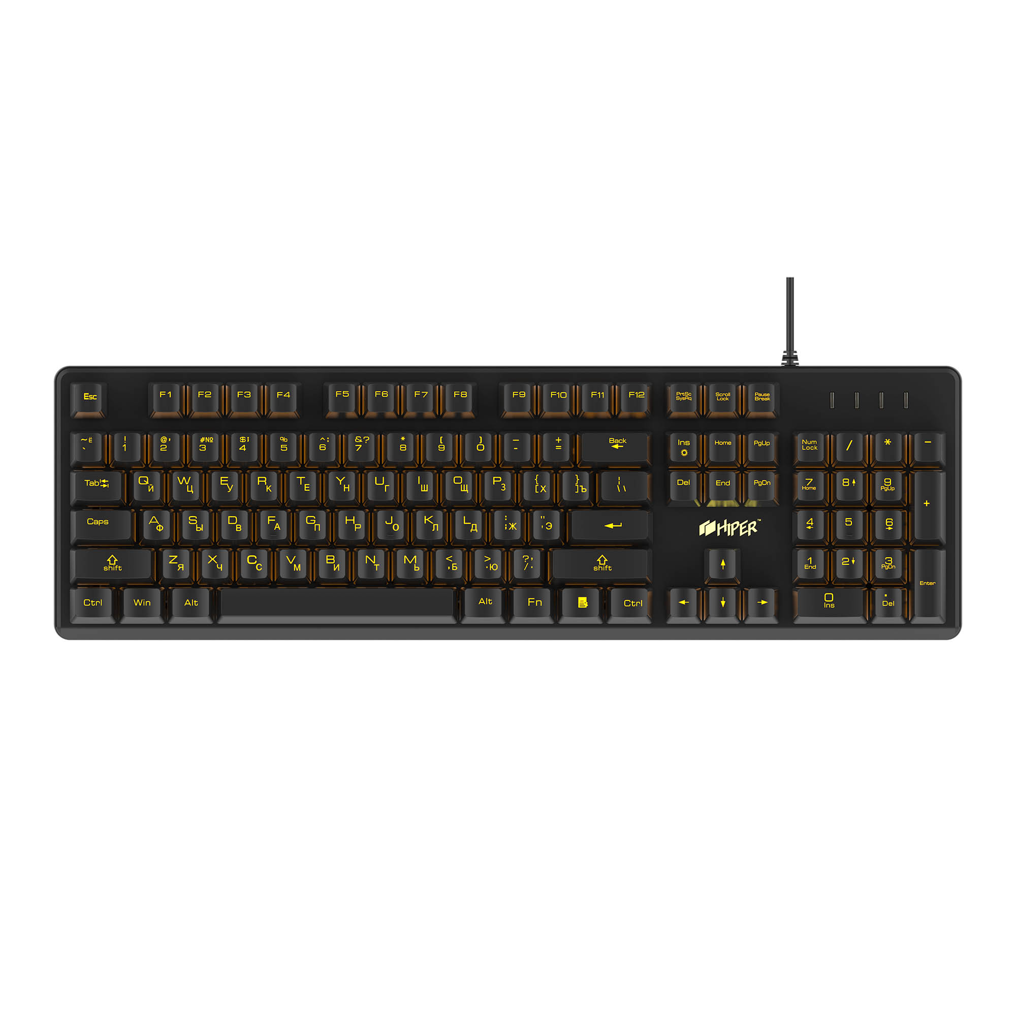 

Клавиатура проводная Hiper GK-4 CRUSADER, полумеханическая, Blue, подсветка, USB, черный (GK-4), GK-4 CRUSADER