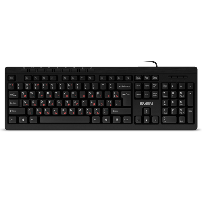 

Клавиатура проводная Sven KB-C3010, мембранная, USB, черный (SV-020330), KB-C3010