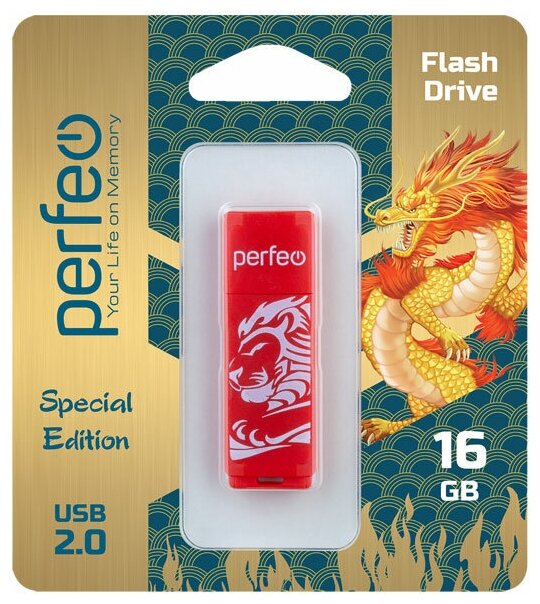 

Флешка 16Gb USB 2.0 Perfeo C04 Red Lion USB, красный (PF-C04RL016), C04 Red Lion