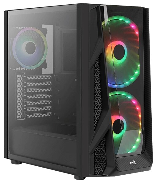 Корпус AeroCool NightHawk Duo, ATX, Midi-Tower, 2xUSB 3.0, RGB подсветка, черный, без БП (PCCAE_NightHawk Duo-G-BK-v1)