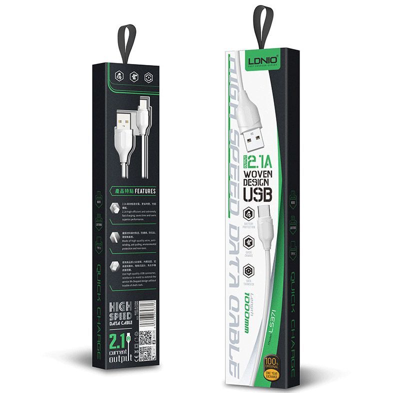 

Кабель USB-Micro USB, 2.4A быстрая зарядка, 1м, белый LDNIO LS371 (LD_B4497), LS371