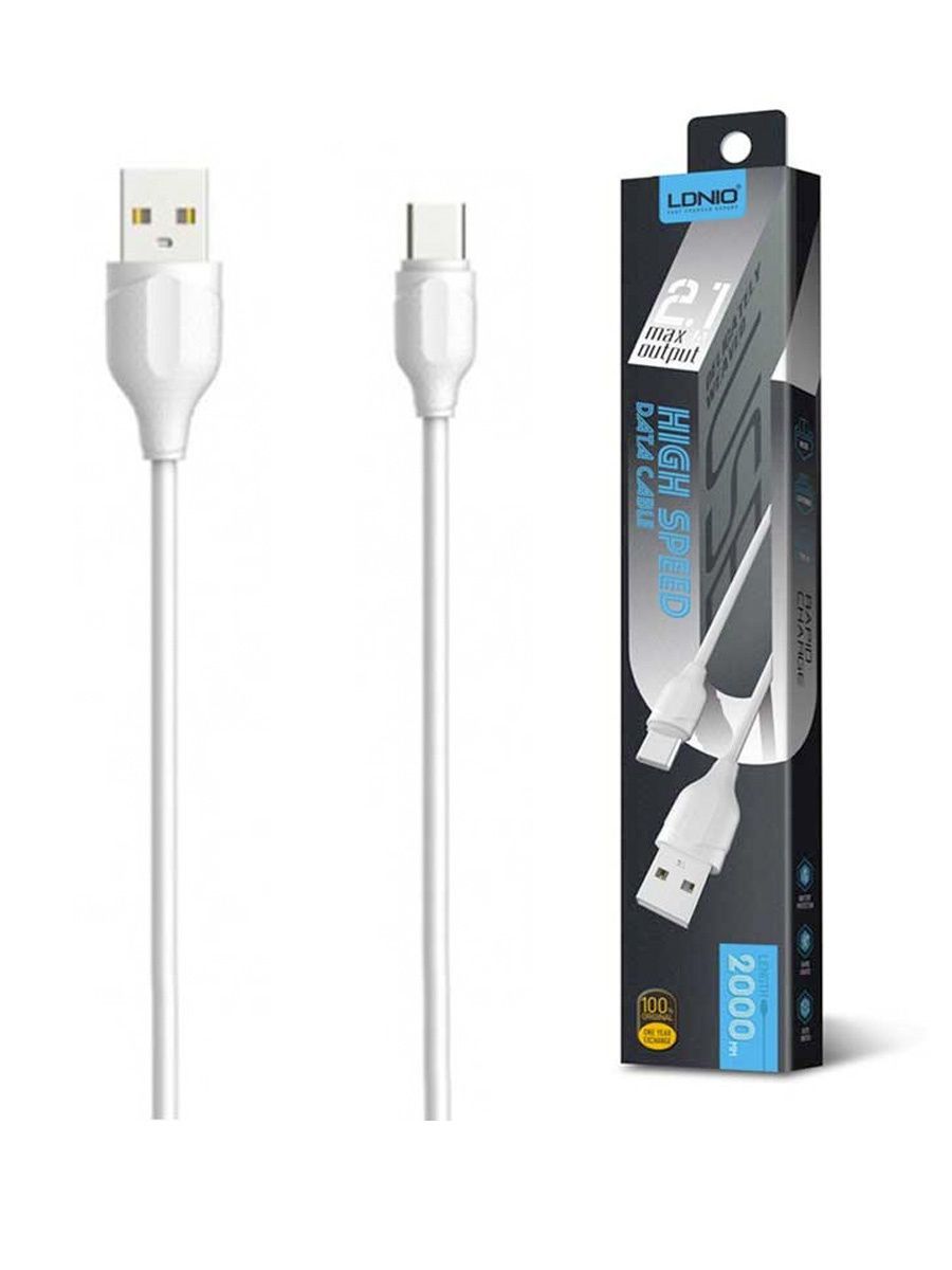 

Кабель USB-Micro USB, быстрая зарядка, 2.1А, 2 м, белый, LDNIO LS372 (LD_B4500), LS372