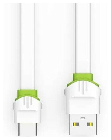 

Кабель USB-USB Type-C, плоский, 2.4A быстрая зарядка, 1м, белый LDNIO LS34 (LD_B4508), LS34