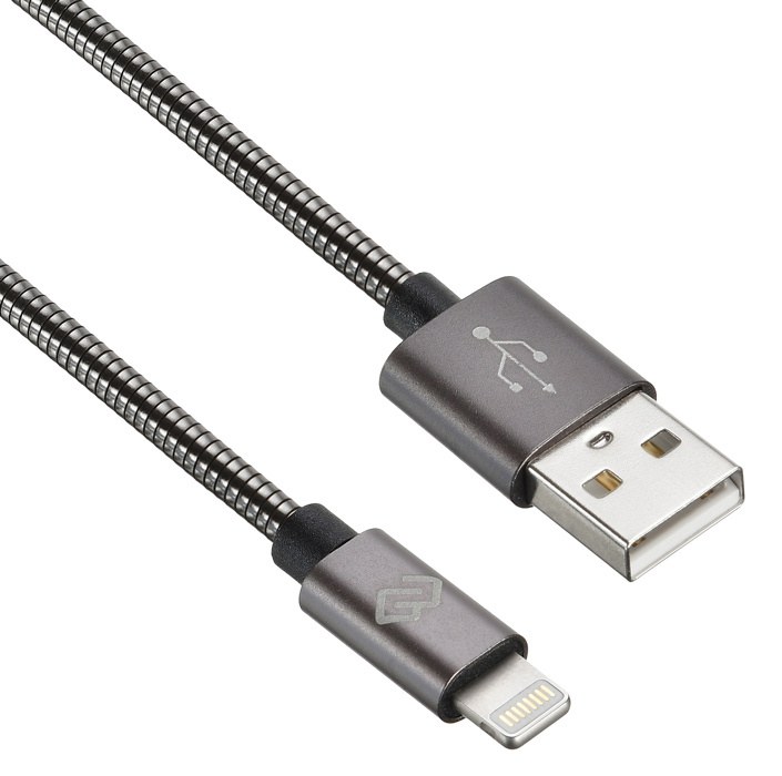 

Кабель Lightning 8-pin-USB, 2A, 1.2м, темно-серый Digma (1080347)