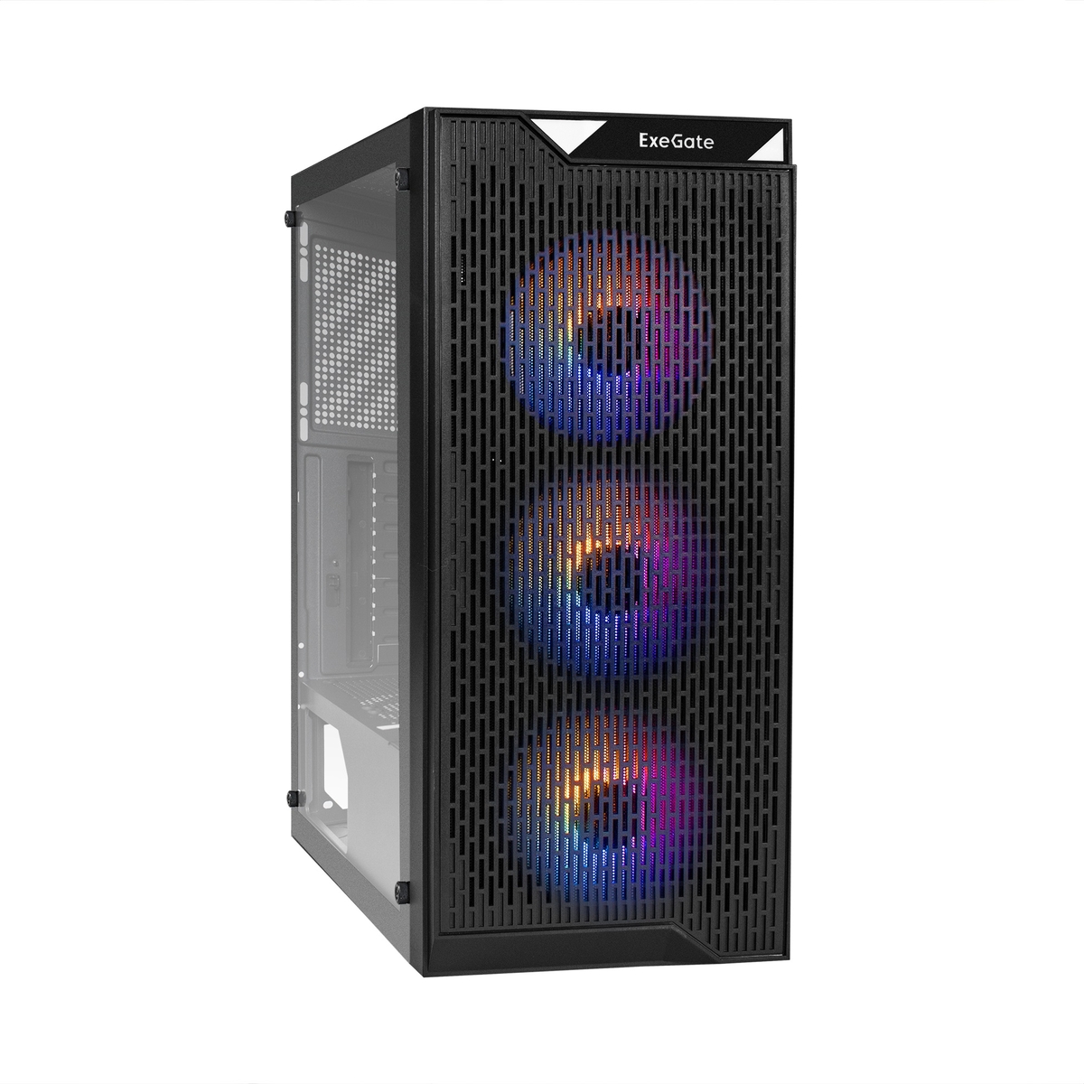 

Корпус ExeGate EVO-5001, ATX, Midi-Tower, USB 3.0, RGB подсветка, черный, без БП (EX289018RUS), EVO-5001