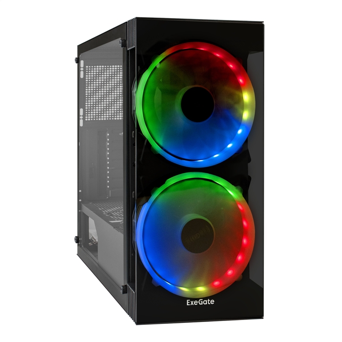 Корпус ExeGate i3 MATRIX, ATX, Midi-Tower, USB 3.0, RGB подсветка, черный, без БП (EX289022RUS)