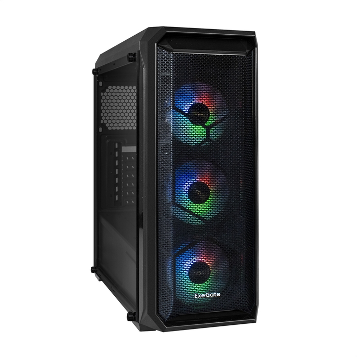 Корпус ExeGate i3 NEO, ATX, Midi-Tower, USB 3.0, RGB подсветка, черный, без БП (EX289023RUS)