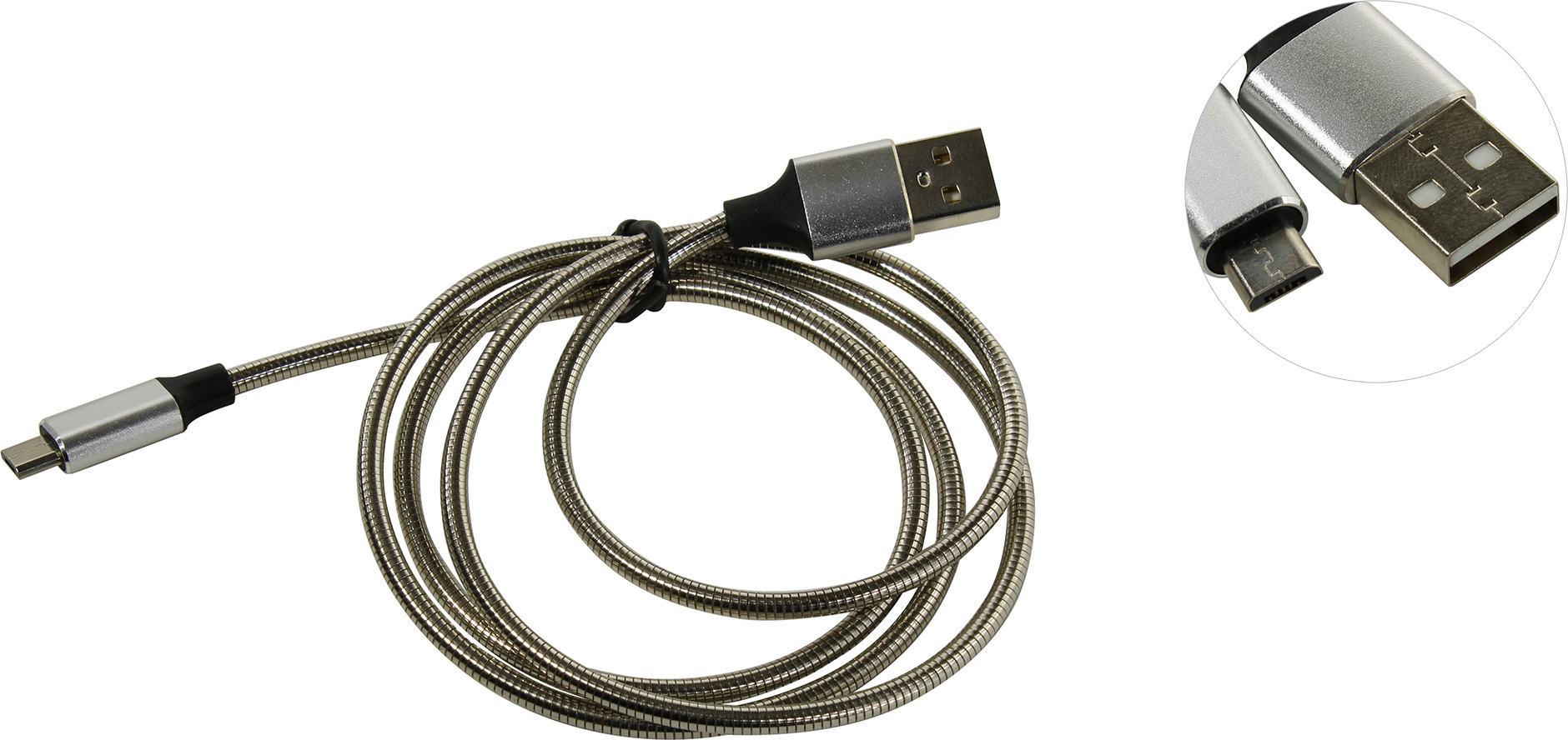 

Кабель Micro USB 2.0(Bm)-USB 2.0(Am), 2A, 1м, серебристый MEDIAGADGET (MGC013MSL), 0