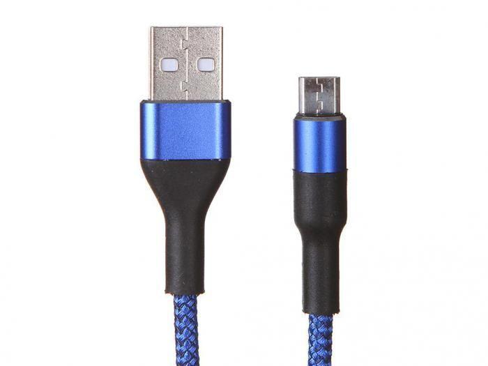 

Кабель Micro USB 2.0(Bm)-USB 2.0(Am), 2A, 1м, синий MEDIAGADGET (MGC022NBL)