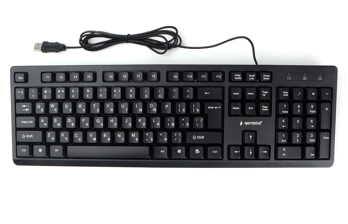 

Клавиатура проводная Gembird KB-8355U-BL, мембранная, USB, черный, KB-8355U-BL