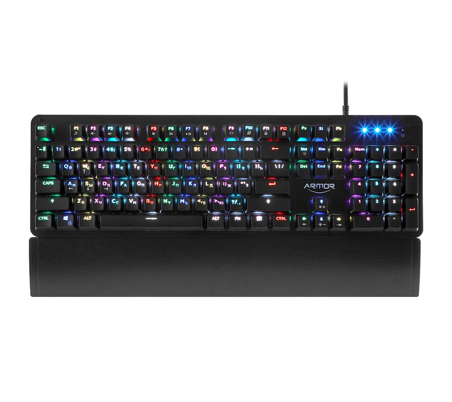 

Клавиатура проводная CBR KB 890 Armor, механическая, Outemu Blue, подсветка, USB, черный, KB 890 Armor