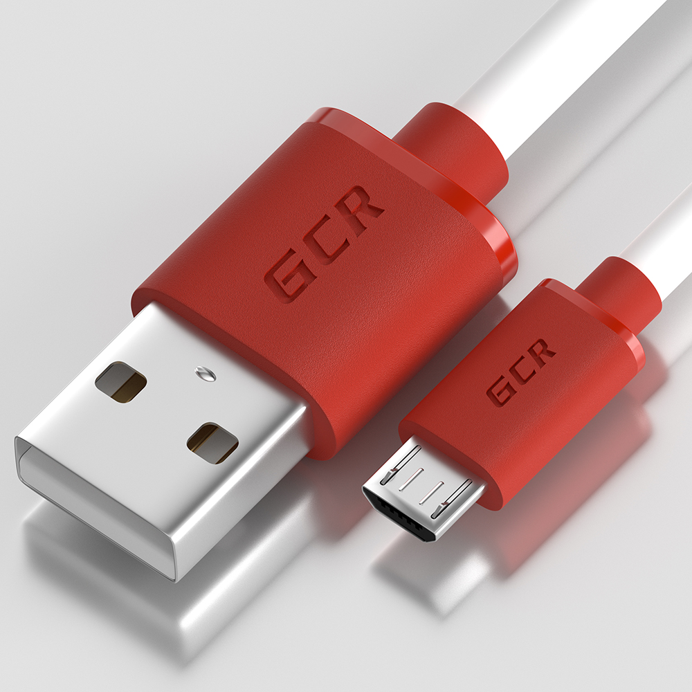 Кабель USB 2.0(Am)-Mini USB 2.0(Bm), экранированный, 50см, белый/красный Greenconnect GCR-UA1 (GCR-51500)