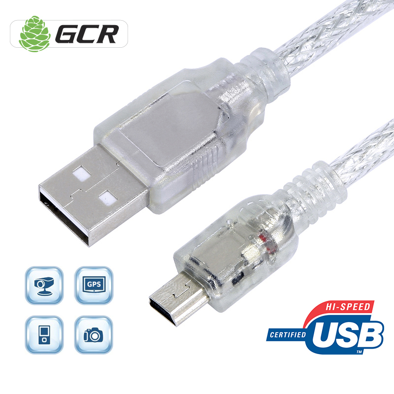 

Кабель Mini USB 2.0(Bm)-USB 2.0(Am), экранированный, 1.8м, прозрачный Greenconnect GCR-UM1 (GCR-UM1M5P-BD2S-1.8m), GCR-UM1