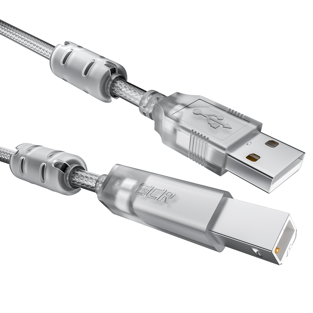 

Кабель USB 2.0(Am)-USB 2.0(Bm), экранированный, ферритовый фильтр, 2м, прозрачный Greenconnect GCR-UPC10 (GCR-52425), GCR-UPC10