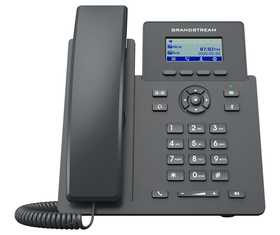 VoIP-телефон Grandstream GRP-2601P, 2 линии, 2 SIP-аккаунта, монохромный дисплей, PoE, черный, без БП (GRP-2601P)