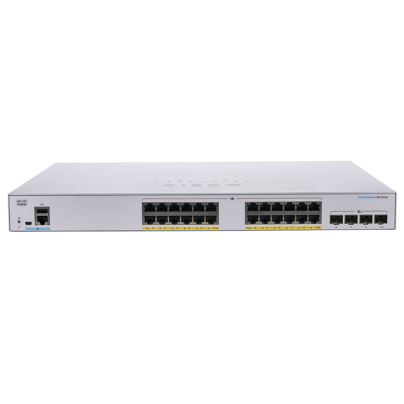 

Коммутатор Cisco CBS350-24P-4X, управляемый, кол-во портов: 24x1 Гбит/с, кол-во SFP/uplink: SFP+ 4x10 Гбит/с, установка в стойку, PoE (макс. 195Вт) (CBS350-24P-4X-EU ), CBS350-24P-4X