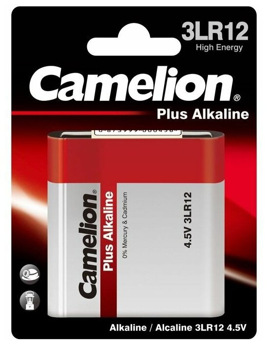 Батарея Camelion Plus Alkaline, 3LR12, 4.5V, 1шт. (3LR12-BP1) - фото 1