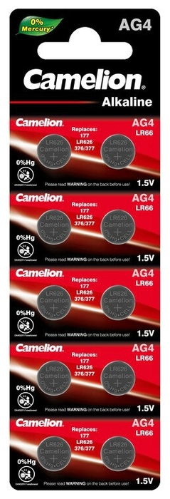 

Батарейка Camelion AG4, LR626, 1.5V, 10 шт. (AG4-BP10)