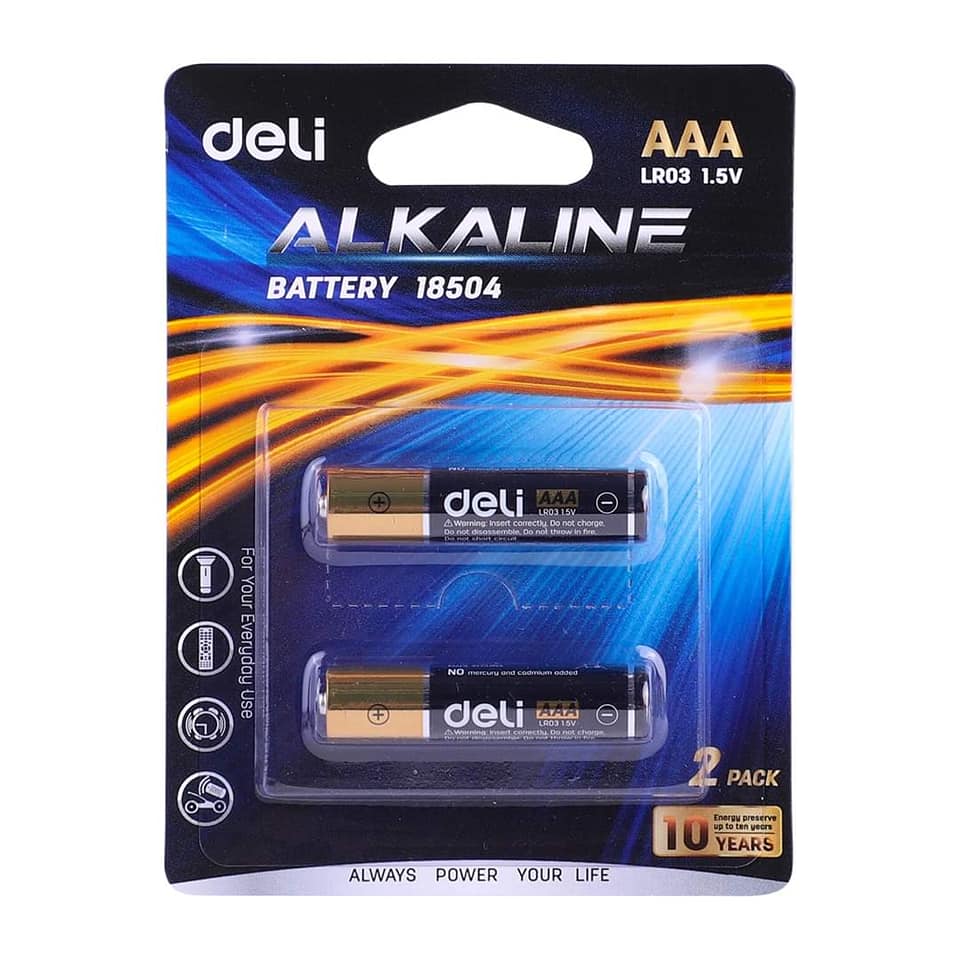 Батарейка Deli E18504, AAA (LR03/24А), 1.5V, 2 шт