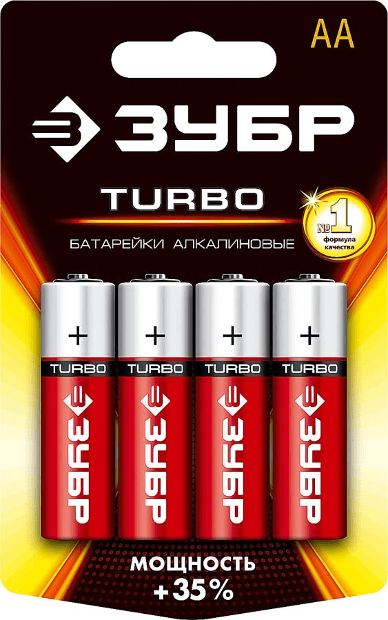 

Батарейка Зубр Turbo, AA (LR06/15А), 1.5V, 4 шт. (59213-4C_z01)