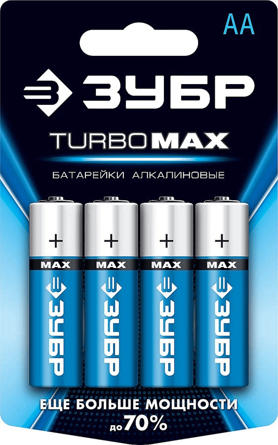 Батарея Зубр Turbo-MAX, AA, 1.5V, 4шт. (59206-4C_z01)