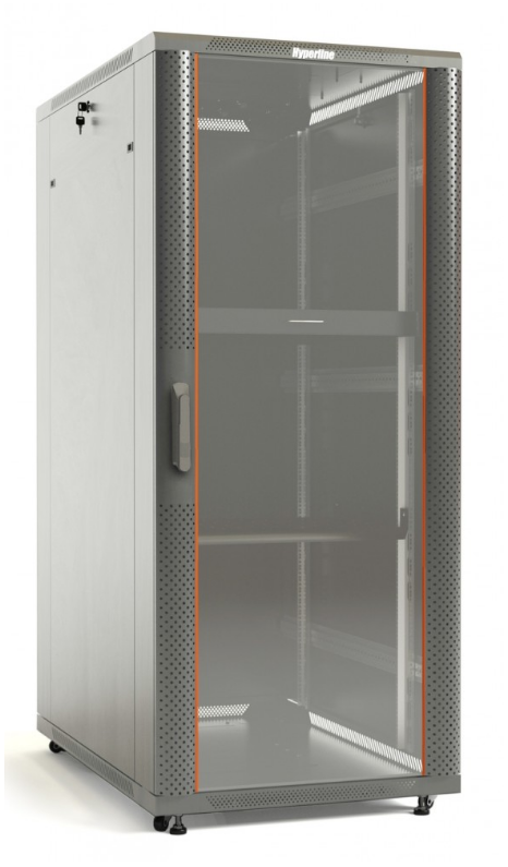 Шкаф телекоммуникационный напольный 22U 600x600 мм, перфорация/металл, серый, разборный, Hyperline TTB (TTB-2288-AS-RAL7035)