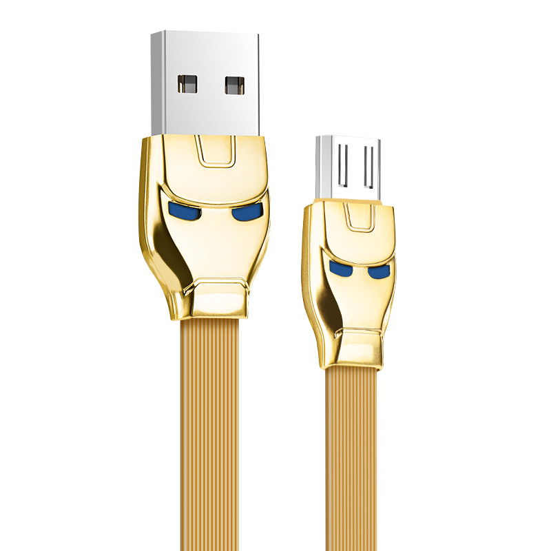 

Кабель Micro USB 2.0(Bm)-USB 2.0(Am), плоский, 1.2м, золотистый HOCO steel man BU14 (6957531049449), BU14